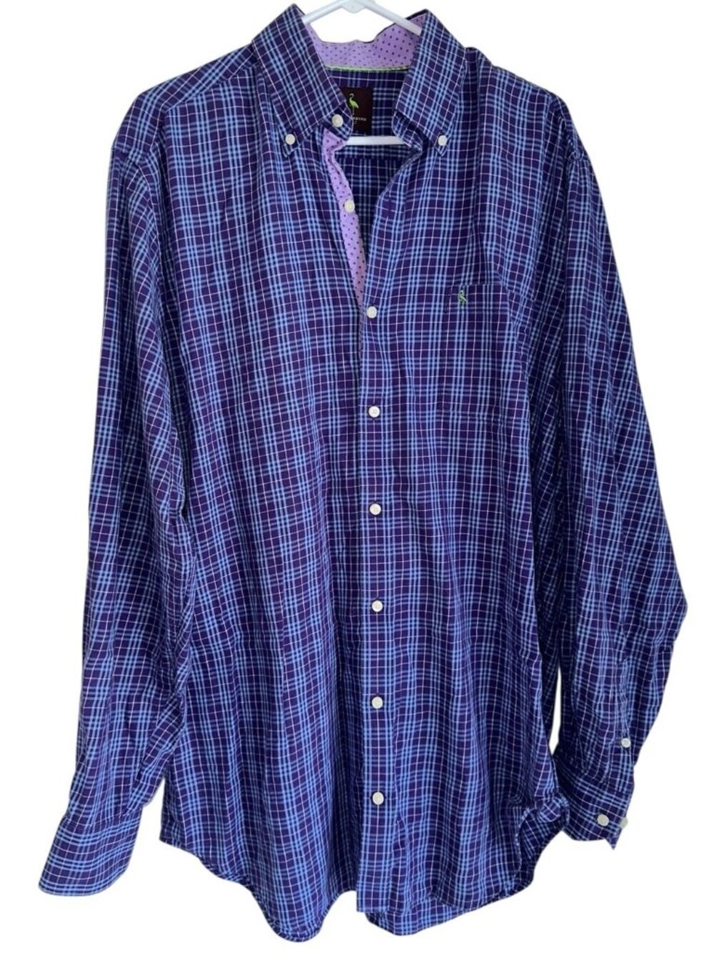 Tailorbyrd Mens Long Sleeve Button Down Shirt Sz XLT Purple Plaid Flip Cuffs